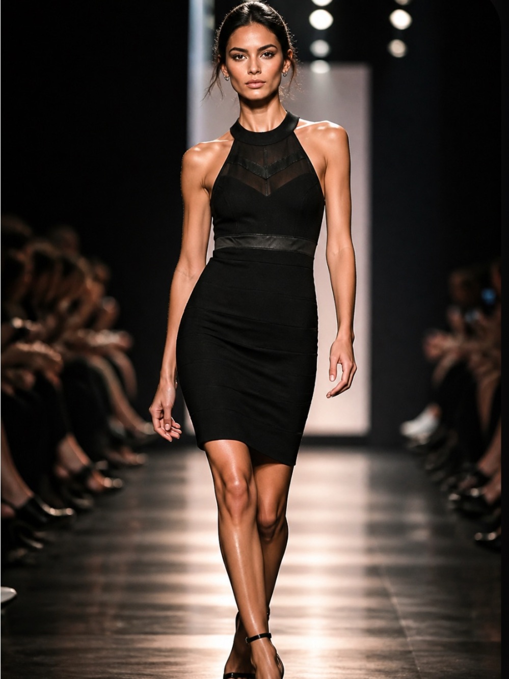 Emerald Sundae Black Halter Mini Dress